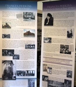 panels from traveling exhibit on Frances Perkins